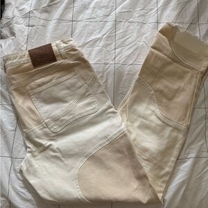 Two-Tone Cream and Tan Jeans